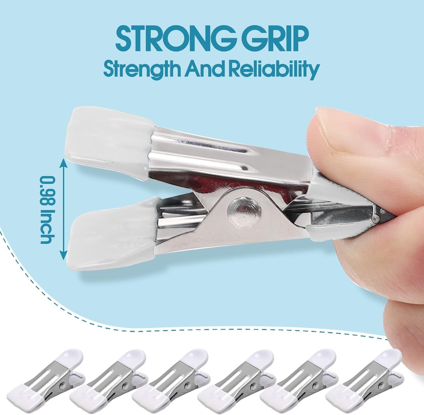 Clothes Pins Heavy Duty 30 Pack - 2.17 Inch Metal Chip Clips, Clothespins for Photo Drying