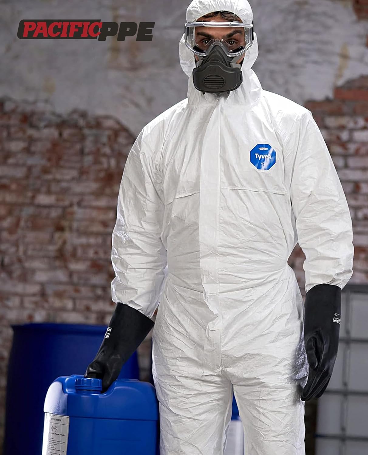 PACIFIC PPE 2 Pairs Chemical Resistant Gloves, Heavy Duty Industrial Rubber Gloves, Resist Acid