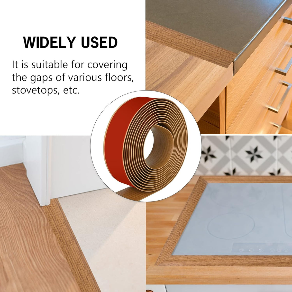 16.4Ft Floor Transition Strip Self Adhesive Vinyl Cover Floor Strip Flat Divider Transition Strip
