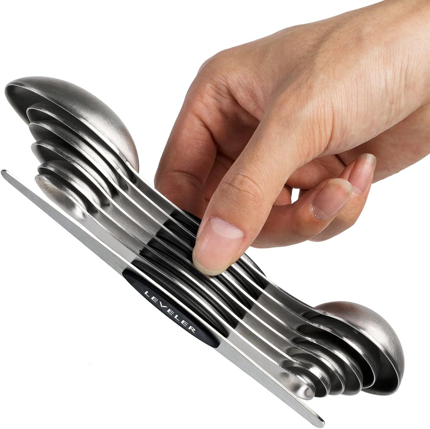 Magnetic Measuring Spoons Set Stainless Steel Dual Sided Stackable Teaspoon Tablespoon for