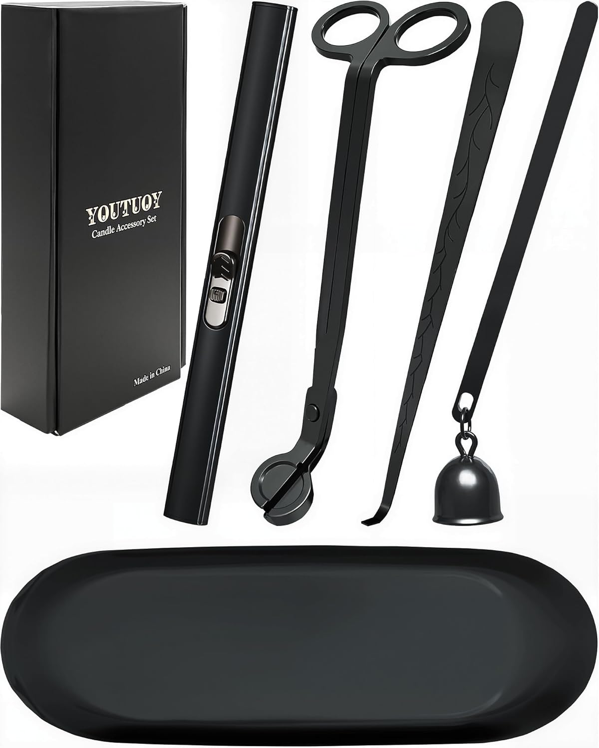 5 in1 Candle Accessory Set with Rechargeable Candle Lighter, Candle Wick Trimmer, Candle Wick