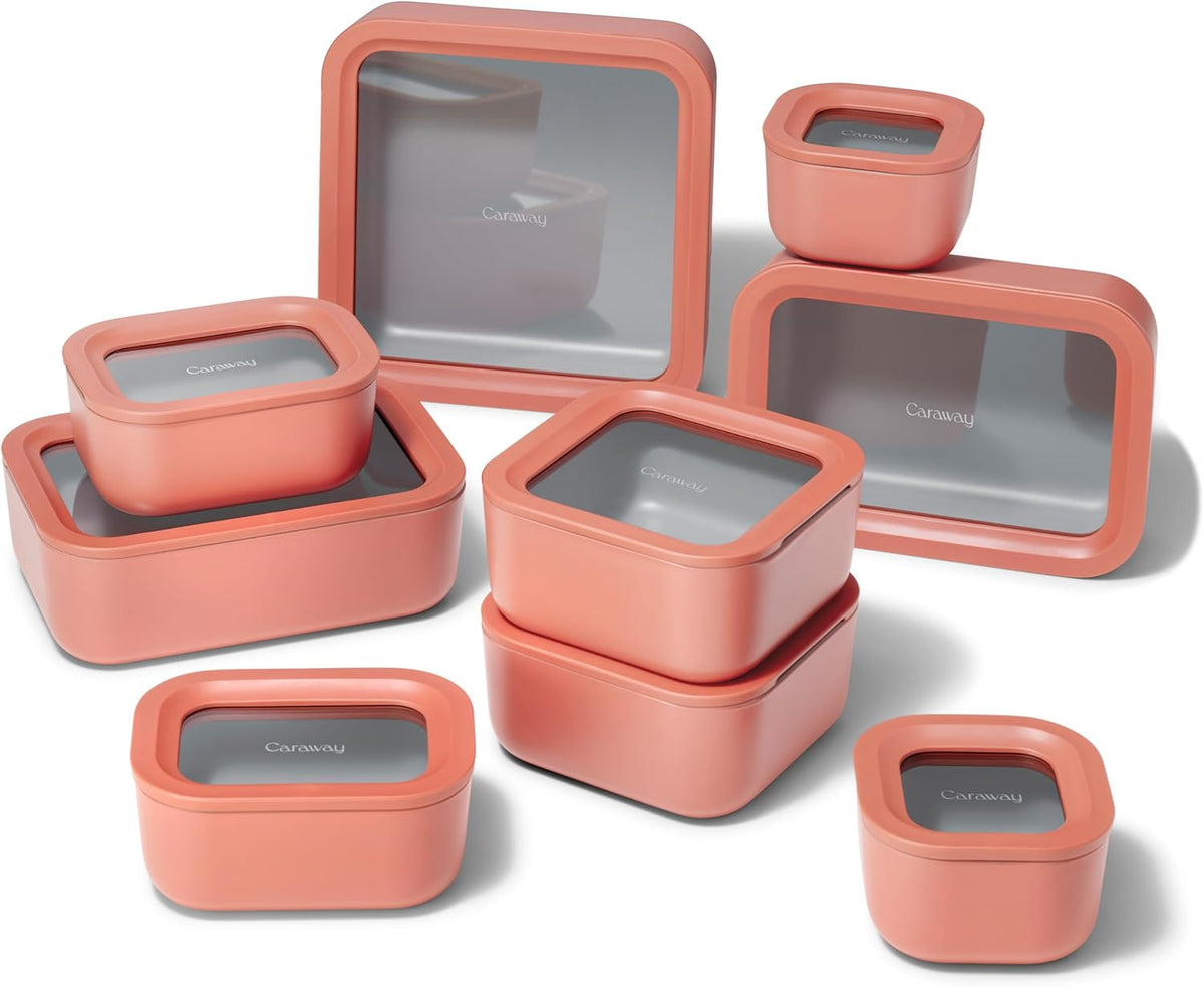 Caraway 25pc Glass Food Storage Set - Glass Storage Containers for Food - Non-Toxic Ceramic-Coated
