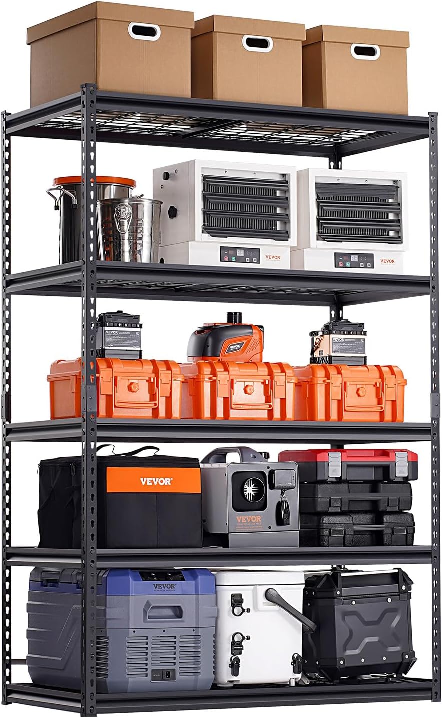 VEVOR Storage Shelves, 3000 lbs, 5 Tier Heavy Duty Garage Shelving, 24" D x 48" W x 72" H