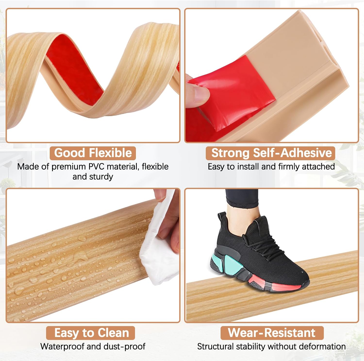 Vinyl Door Threshold Flooring Transition Strip Self Adhesive Carpet Edging Strip for Laminate