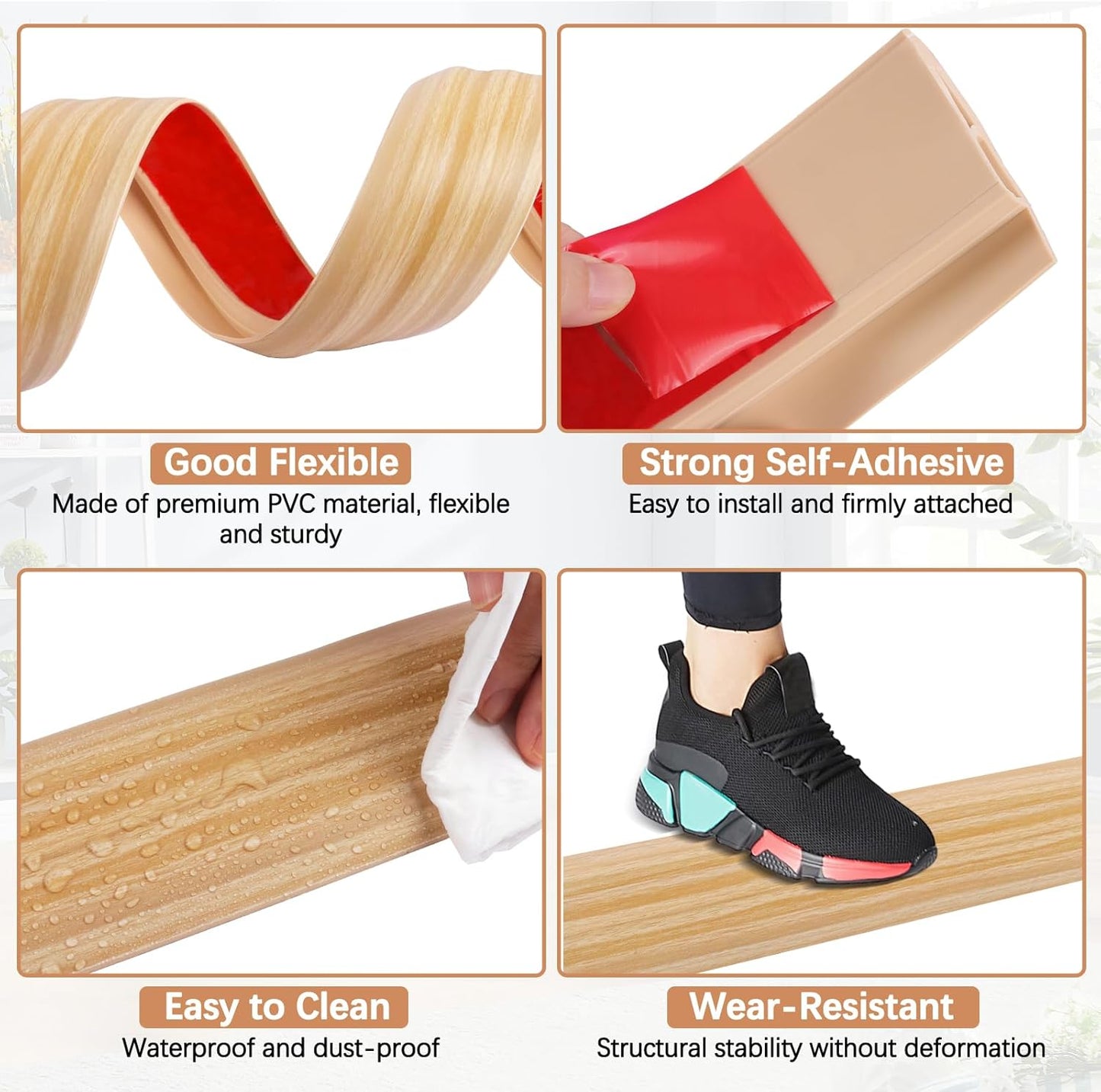 Vinyl Door Threshold Flooring Transition Strip Self Adhesive Carpet Edging Strip for Laminate