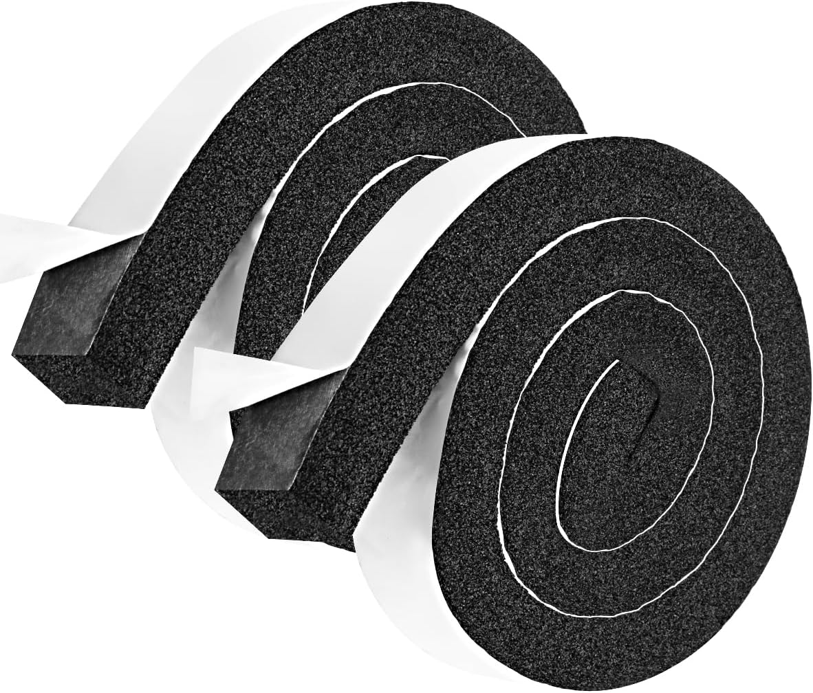 2 Rolls 1/2 Inch W 1/2 T Weather Stripping Air Conditioner Open Cell Foam Seal Tape, Window