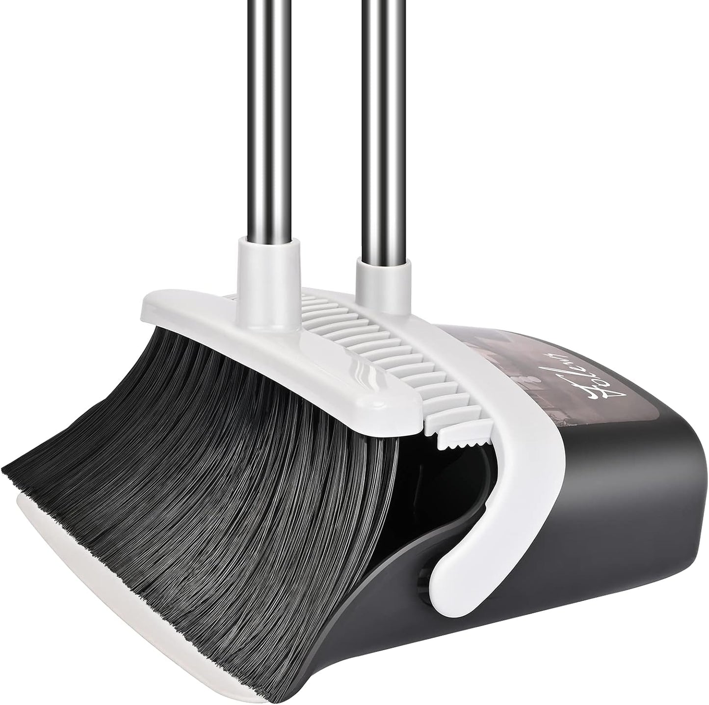 Broom and Dustpan Set, Heavy Duty Dust Pan with Long Handle 51 Inch Broom with Dustpan Combo Set