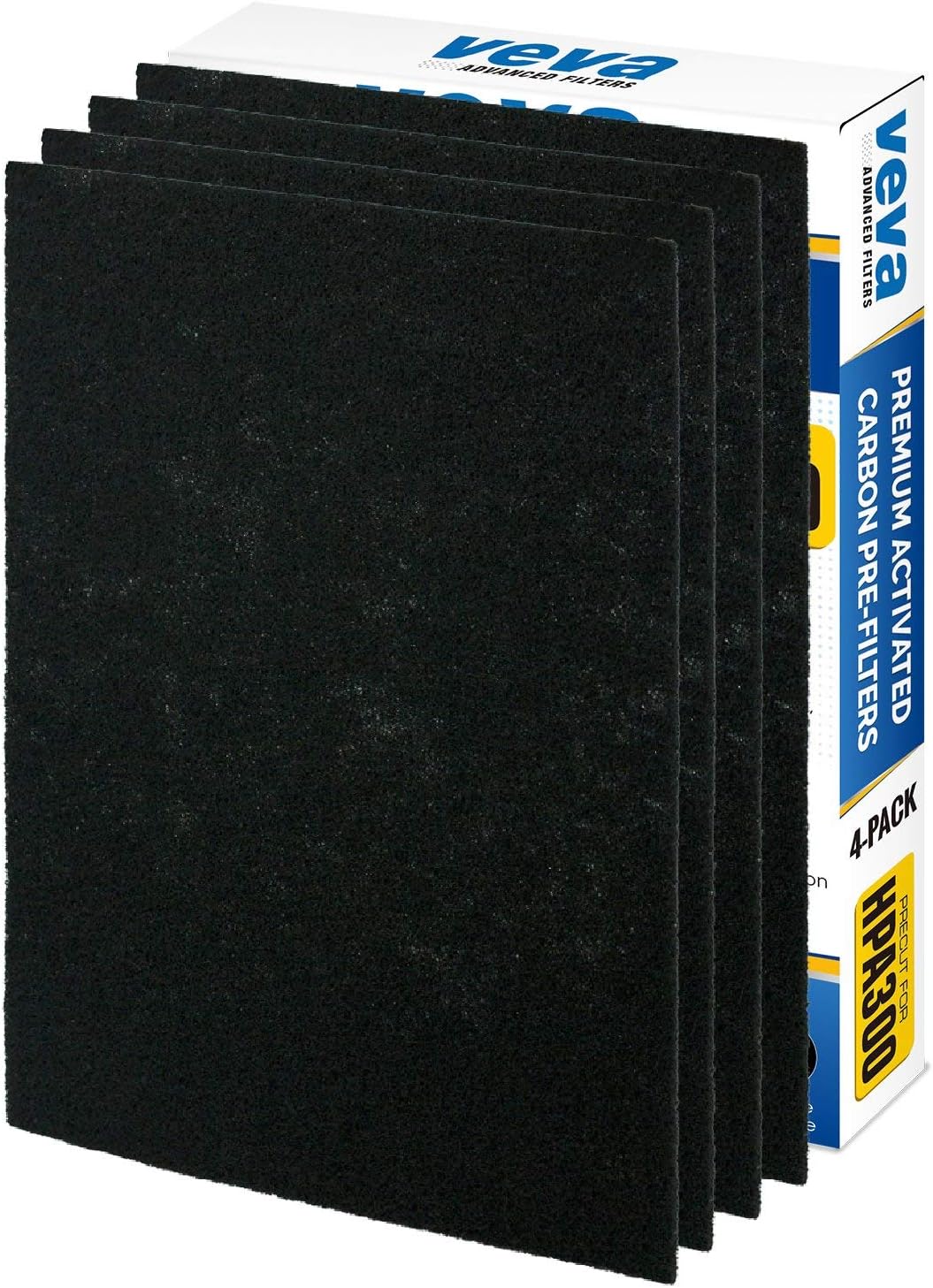 VEVA Precut for HPA300 Premium Carbon Activated Pre Filters 4 Pack Compatible with HW Air Purifier.