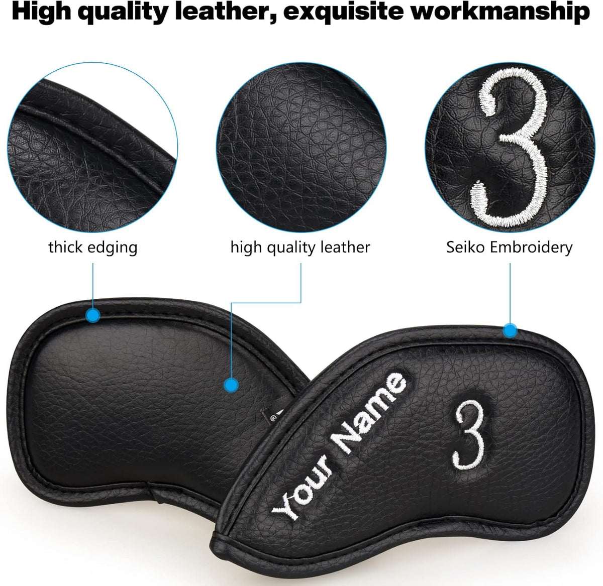 CRAFTSMAN GOLF 12pcs or 1pc Thick Synthetic Leather Golf Iron Head Covers Set Headcover Fit All