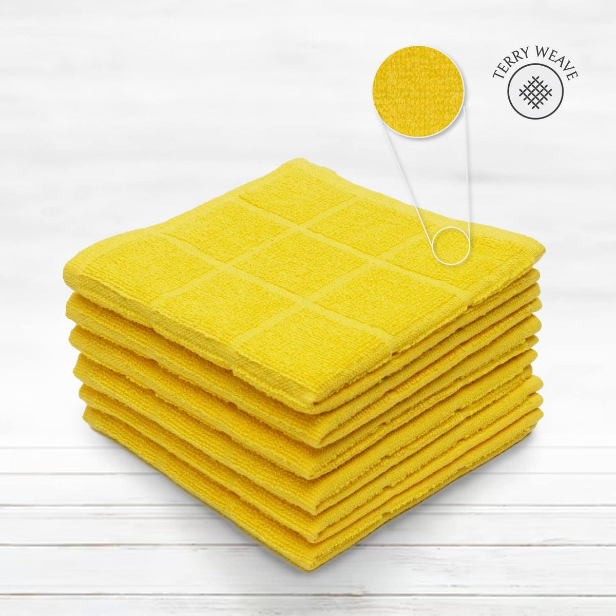 100% Cotton Terry Dish Cloth & Dish Towel, 6 Pack, Super Soft and Absorbent Kitchen Towels, Perfect