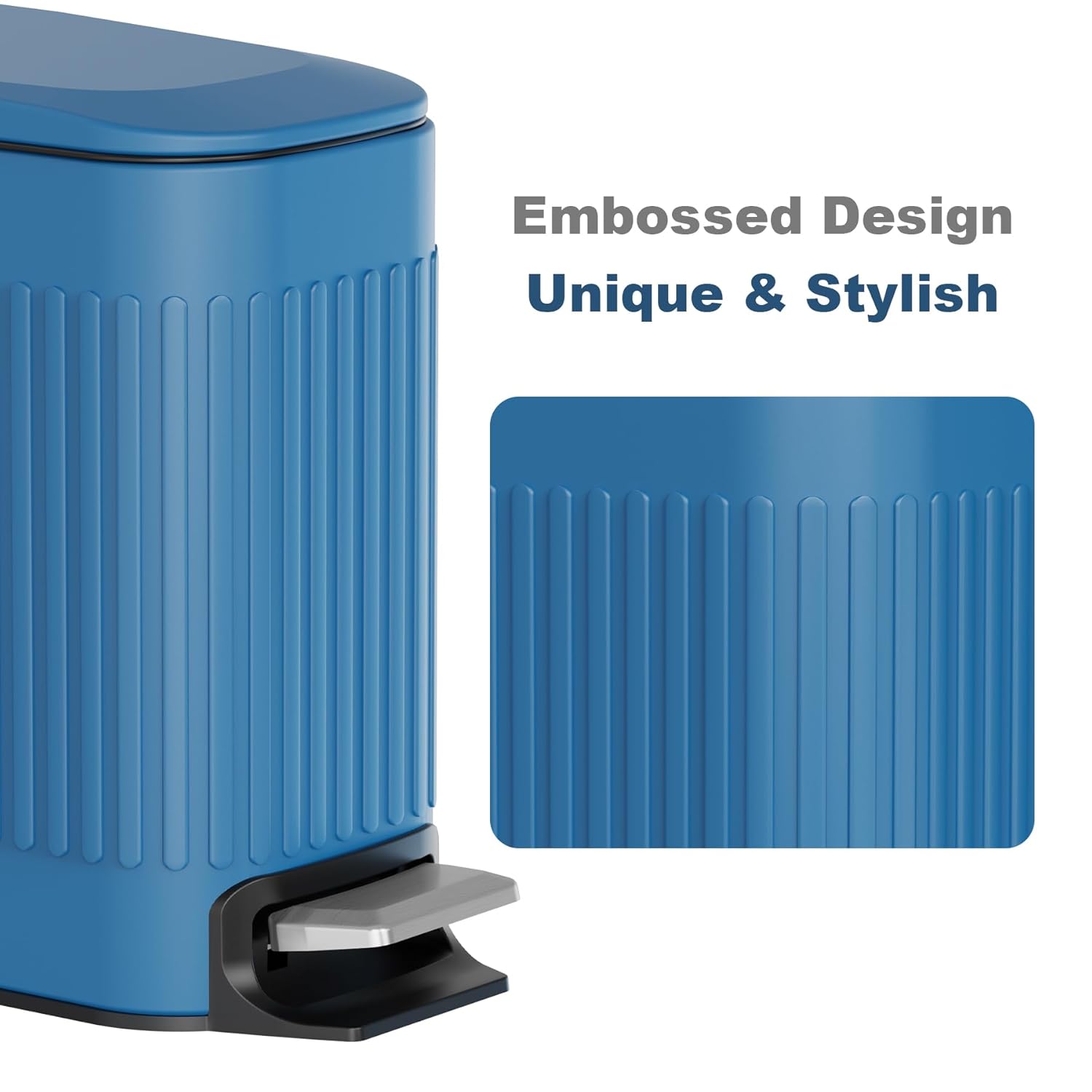 TrashAid Slim Bathroom Trash Can with Lid Soft Close, 6 Liter/1.6 Gallon Stainless Steel Small