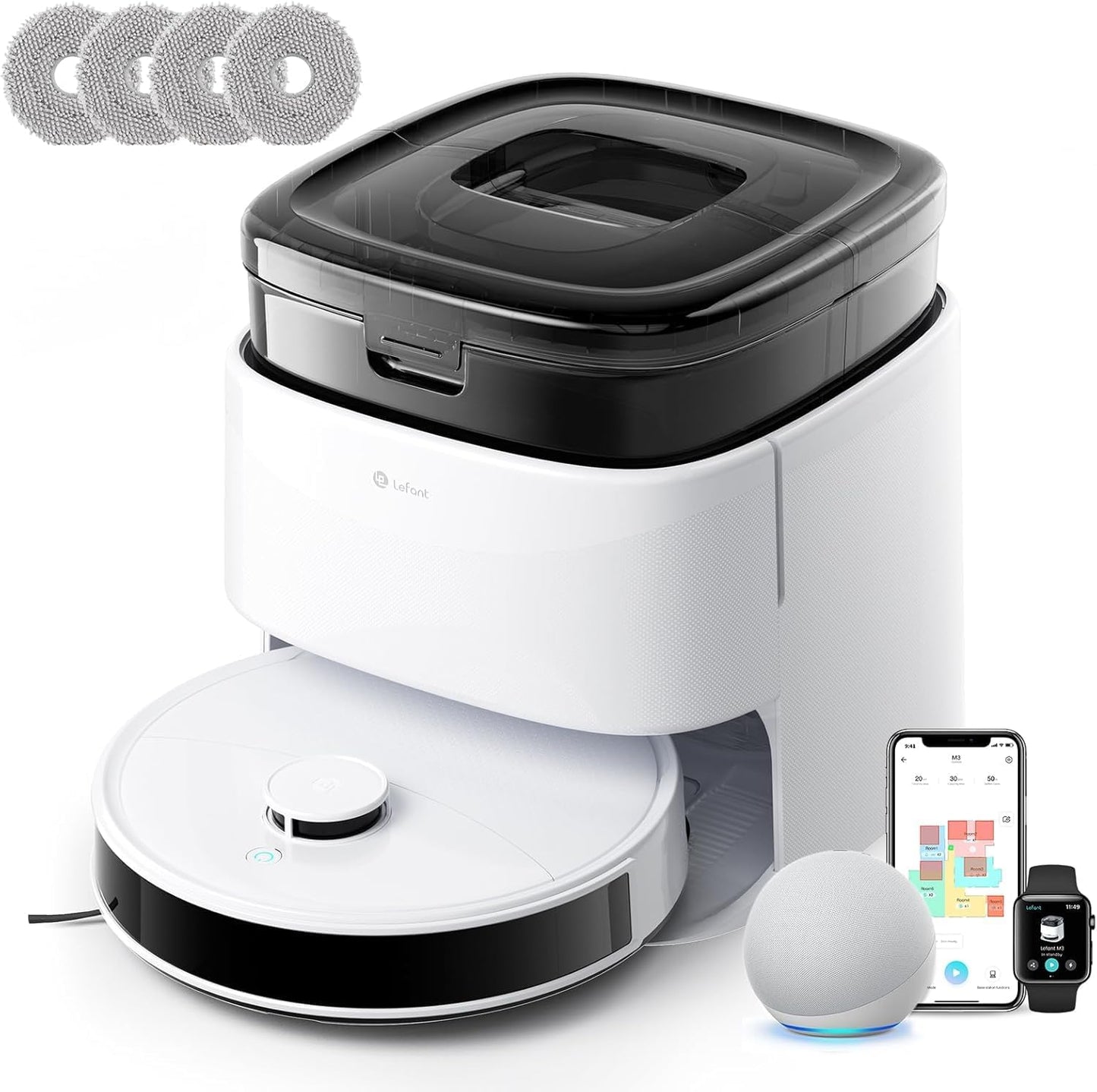 Lefant Robot Vacuum, M3 Robot Vacuum and Mop, 10000Pa Suction, Anti-Tangle Brushes, Dual Spinning