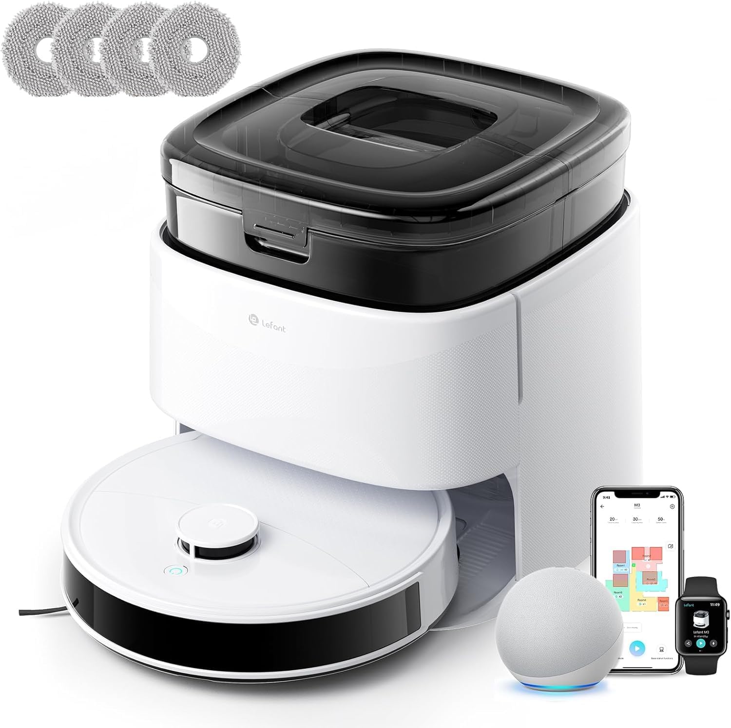 Lefant Robot Vacuum, M3 Robot Vacuum and Mop, 10000Pa Suction, Anti-Tangle Brushes, Dual Spinning