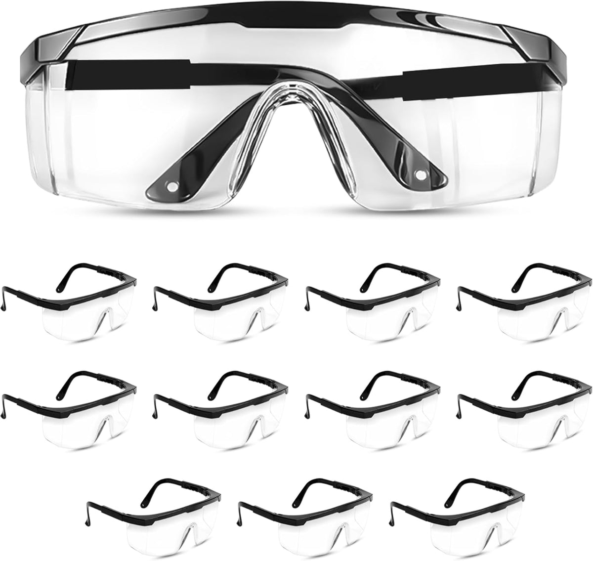 Safety Glasses, Full Coverage Lens, Built-in Brow Guard, UV Resistant, Anti-Fog, Anti-Scratches