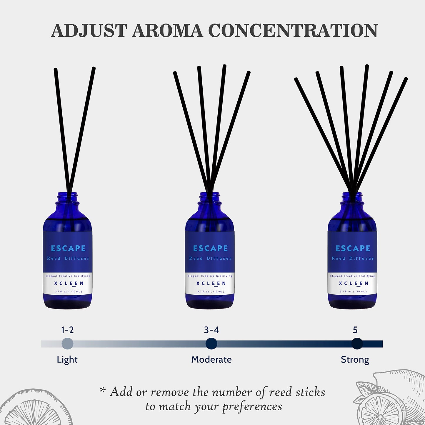 Xcleen Reed Diffusers Set, 3.7 Oz Scent Diffuser, 6 Reed Diffuser Sticks, 110ml – view 5