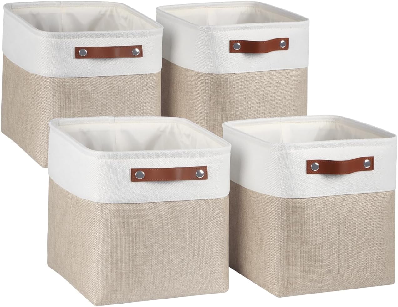 Univivi 4 PC Foldable Storage Baskets,10.5 inch Fabric Storage Bins for Shelf with Hard