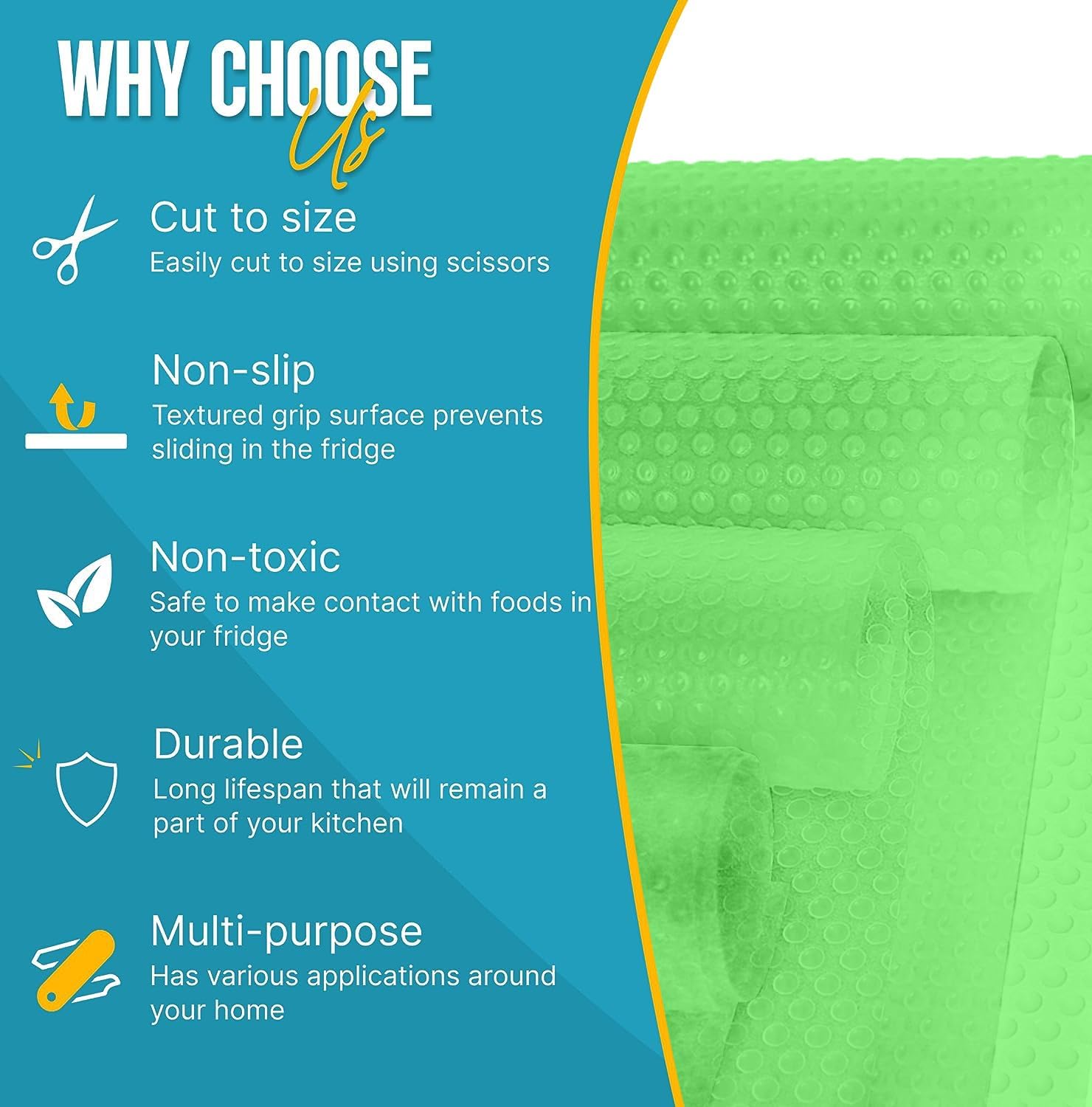 Refrigerator Liners for Shelves by Linda’s Essentials - Easy to Clean Fridge Liner with Spill