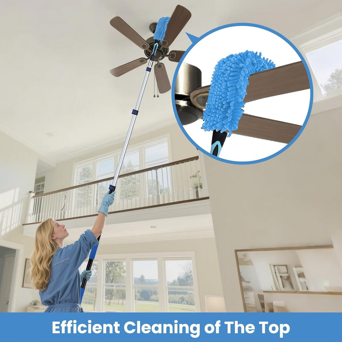 36ft High Ceiling Duster Kits with 5-30ft Heavy Duty Extension Pole - Fan Blade Cleaner, Cobweb