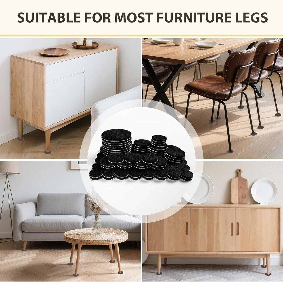 Ezprotekt 330 Pcs Felt Furniture Pads for Hardwoods Floors, Self Adhesive Cuttable Chair Felt Pads
