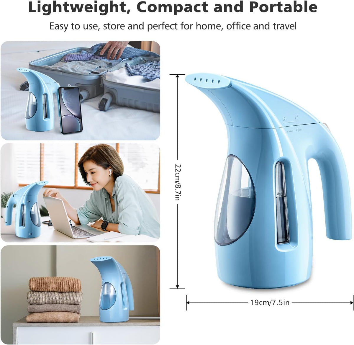 HiLIFE Steamer for Clothes, Portable Handheld Design, 240ml Big Capacity, 700W, Strong Penetrating