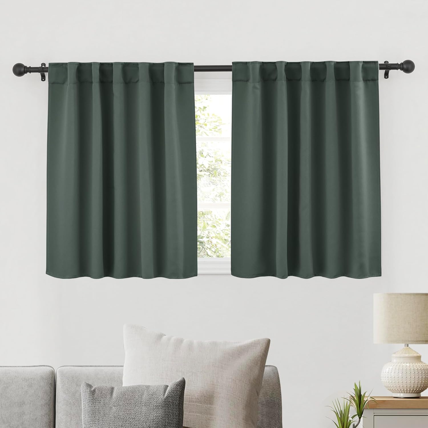 RYB HOME Bathroom Curtains Blackout - Thermal Insulating Privacy Small Window Curtains Short for