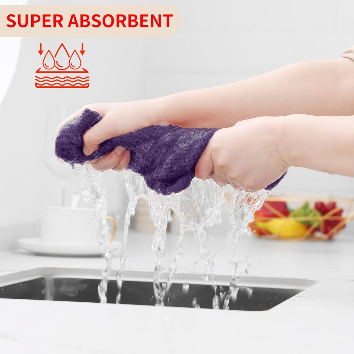 Homaxy 100% Cotton Waffle Weave Kitchen Dish Towels, Ultra Soft Absorbent Quick Drying Cleaning