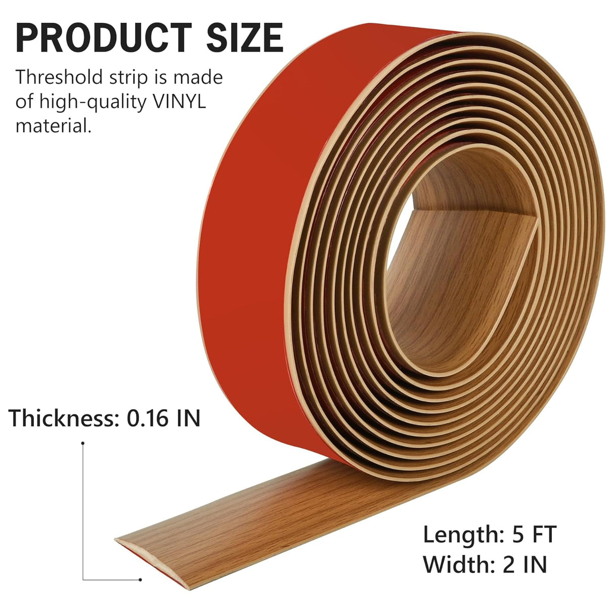 5Ft Floor Transition Strip Self Adhesive Vinyl Cover Floor Strip Flat Divider Transition Strip Wood