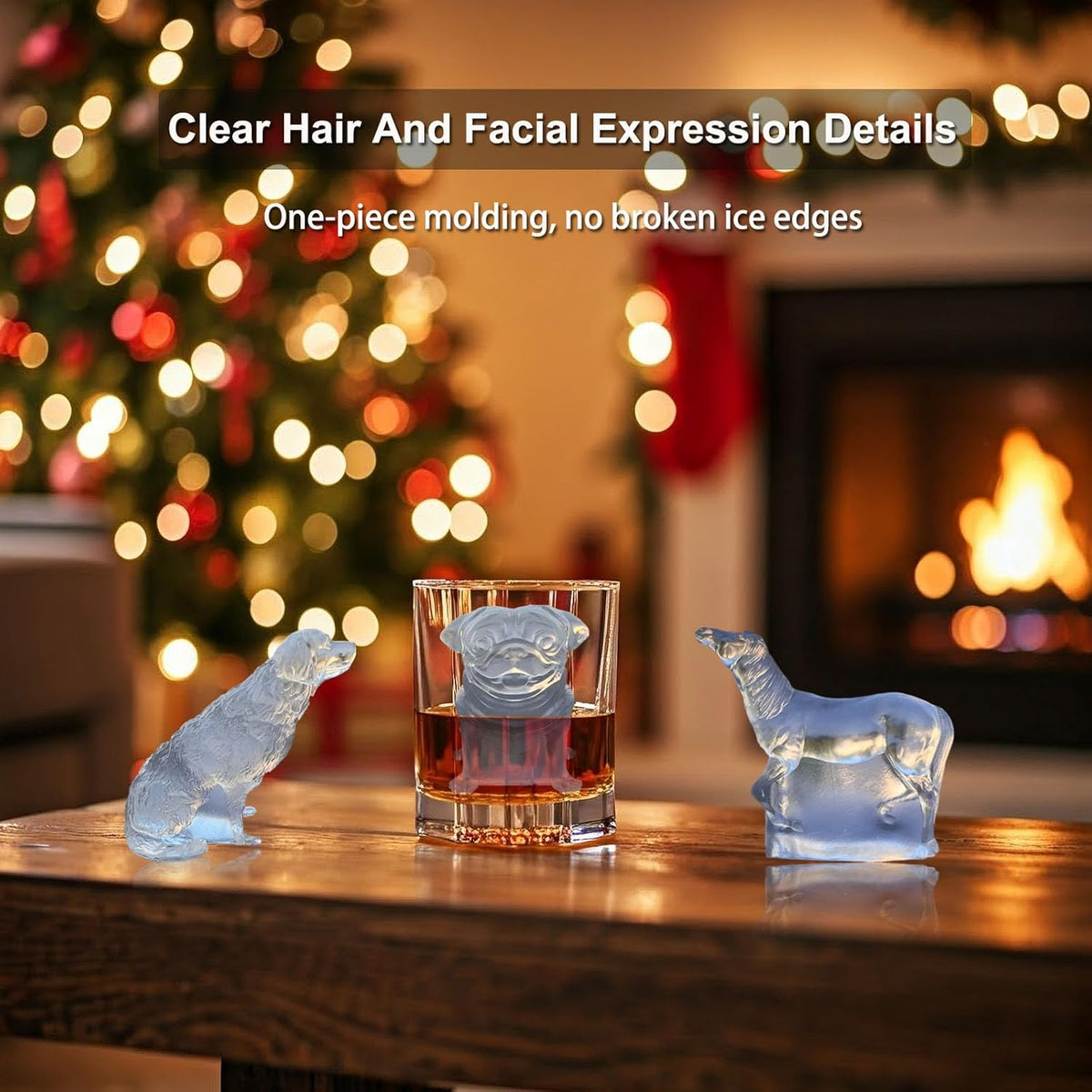 3D Pug Dog Ice Cube Silicone Molds Tray for Whiskey, Cocktail, Drink Decor, Bar; Rich Details. Fun