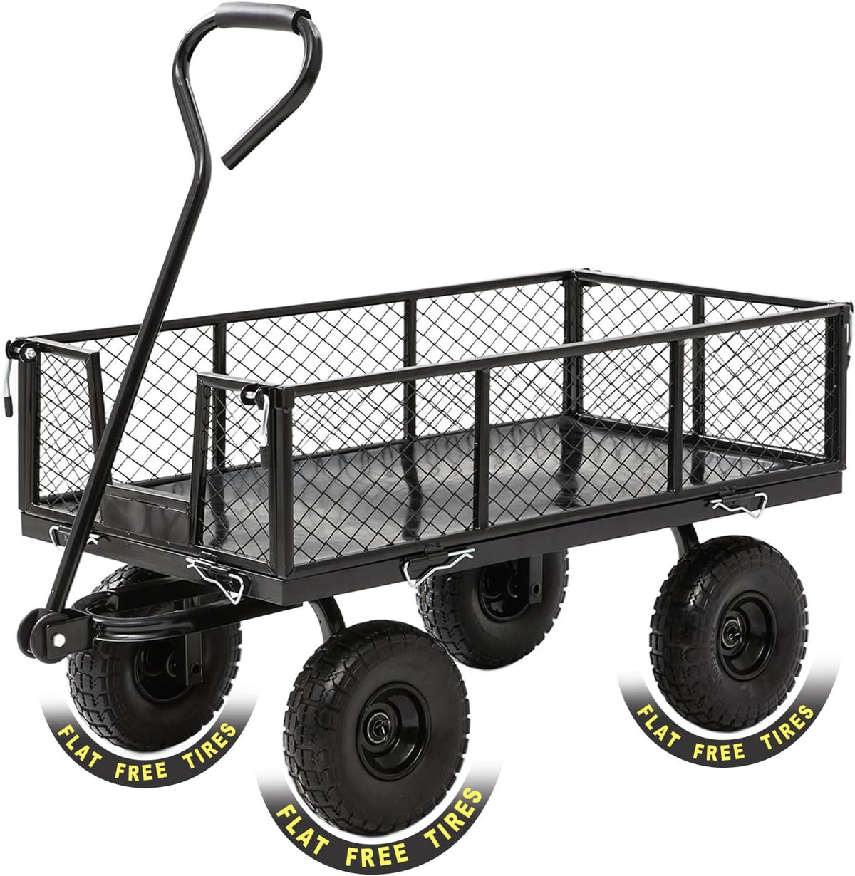 Garden Wagon Cart Heavy Duty 880 LBS Steel Utility Cart with All-Terrains 3.50-4" Solid Wheels 10"