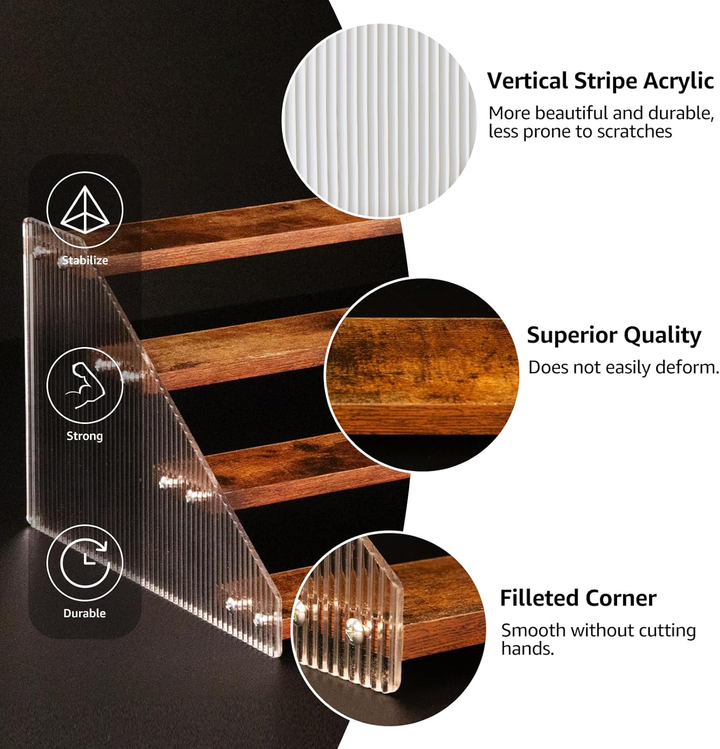 nianfeng Tiered Spice Rack, 4-Tier Spice Pantry Kitchen Cabinet Organizer, 12-Inch, Natural Wood