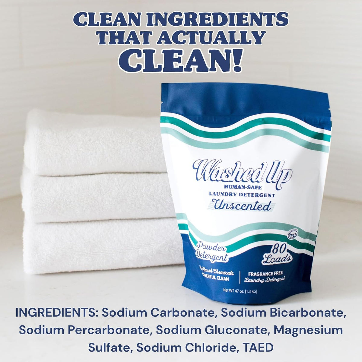 Unscented Laundry Detergent Powder | Fragrance-Free | Safe for Sensitive Groups | Powerful Clean |