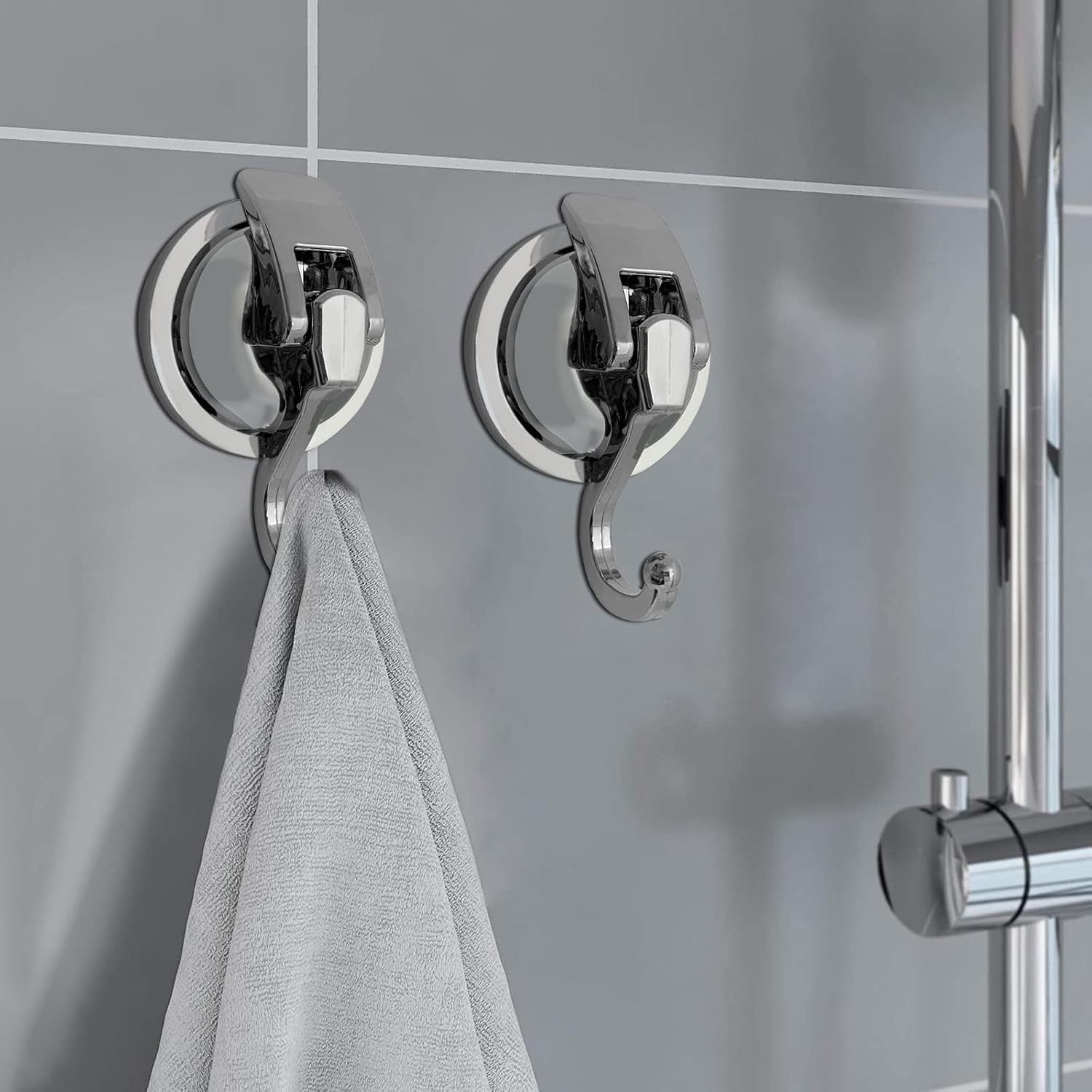 Heavy Duty Suction Cup Hooks for Shower, Bathroom Robe - Vacuum Glass Hooks, Reusable, No Hole