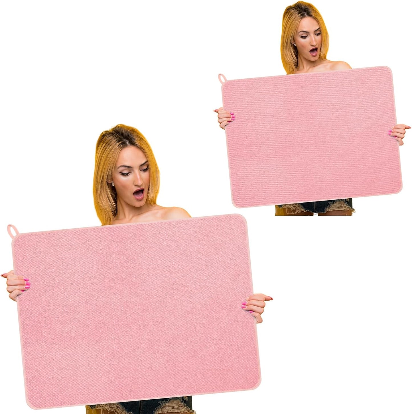 Hushee 2 Pack Extra Large Dish Drying Mat Microfiber Absorbent Dish Drying Pad Large Size Dishes