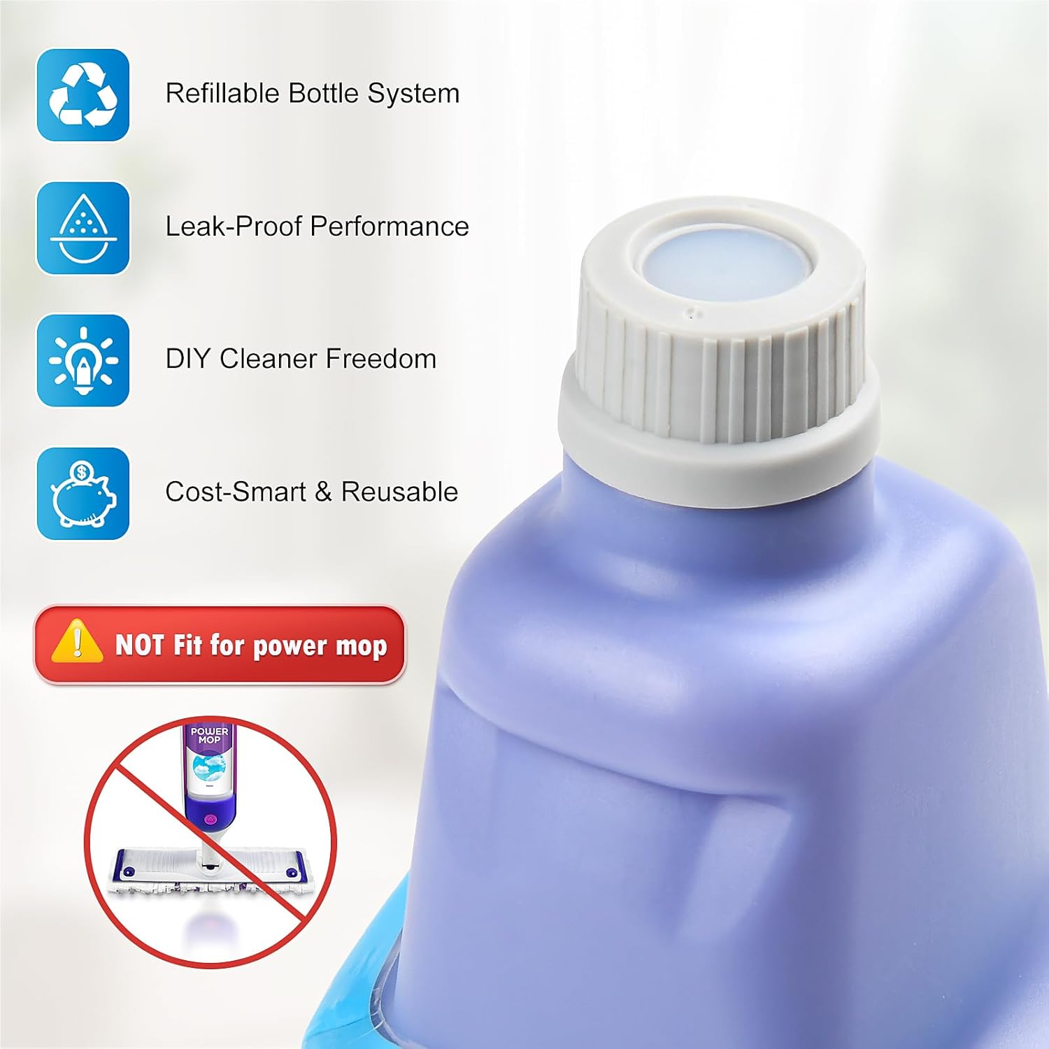 Refillable Bottle for Swiffer Wet Jet Mop - 500ml /17 FL OZ - Leak-Proof HDPE Solution Bottle