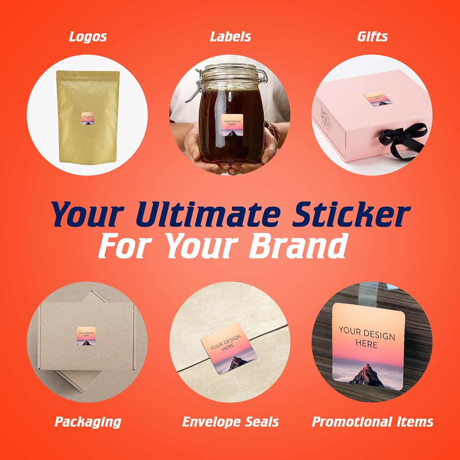 100 Custom Vinyl Stickers - Upload Your own Image, Text, Design, Logo - Personalized Logo Labels