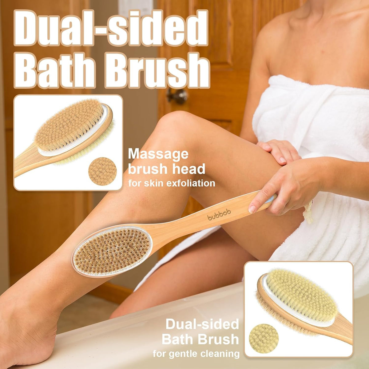 Back Scrubber for Shower,Bath Brush with Long Handle,Bath Brush Body Exfoliator for Wet or Dry