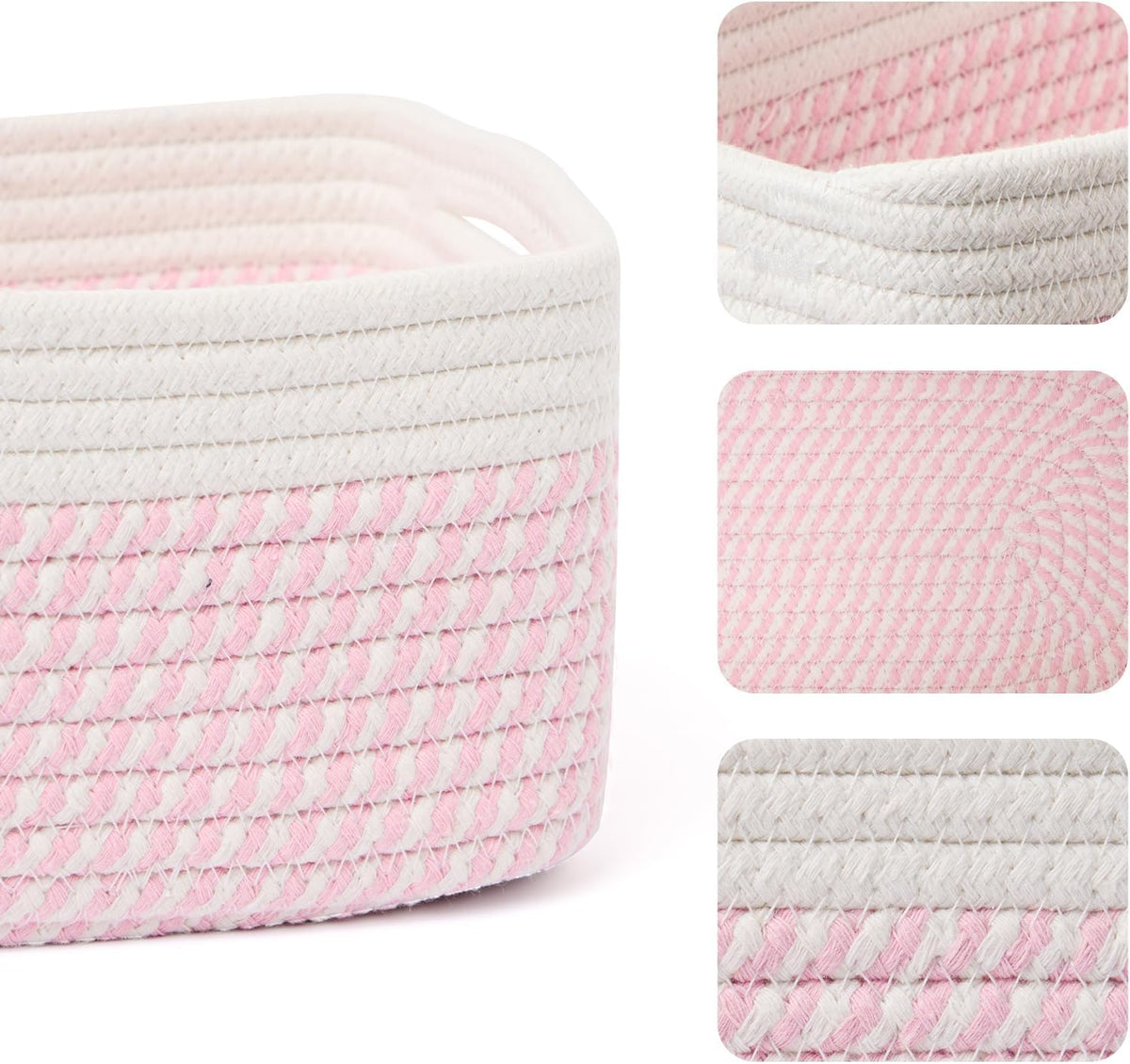 Small Storage Baskets for Organizing | Closet Organizer Bins | Shelf Toy Basket | Woven Rope
