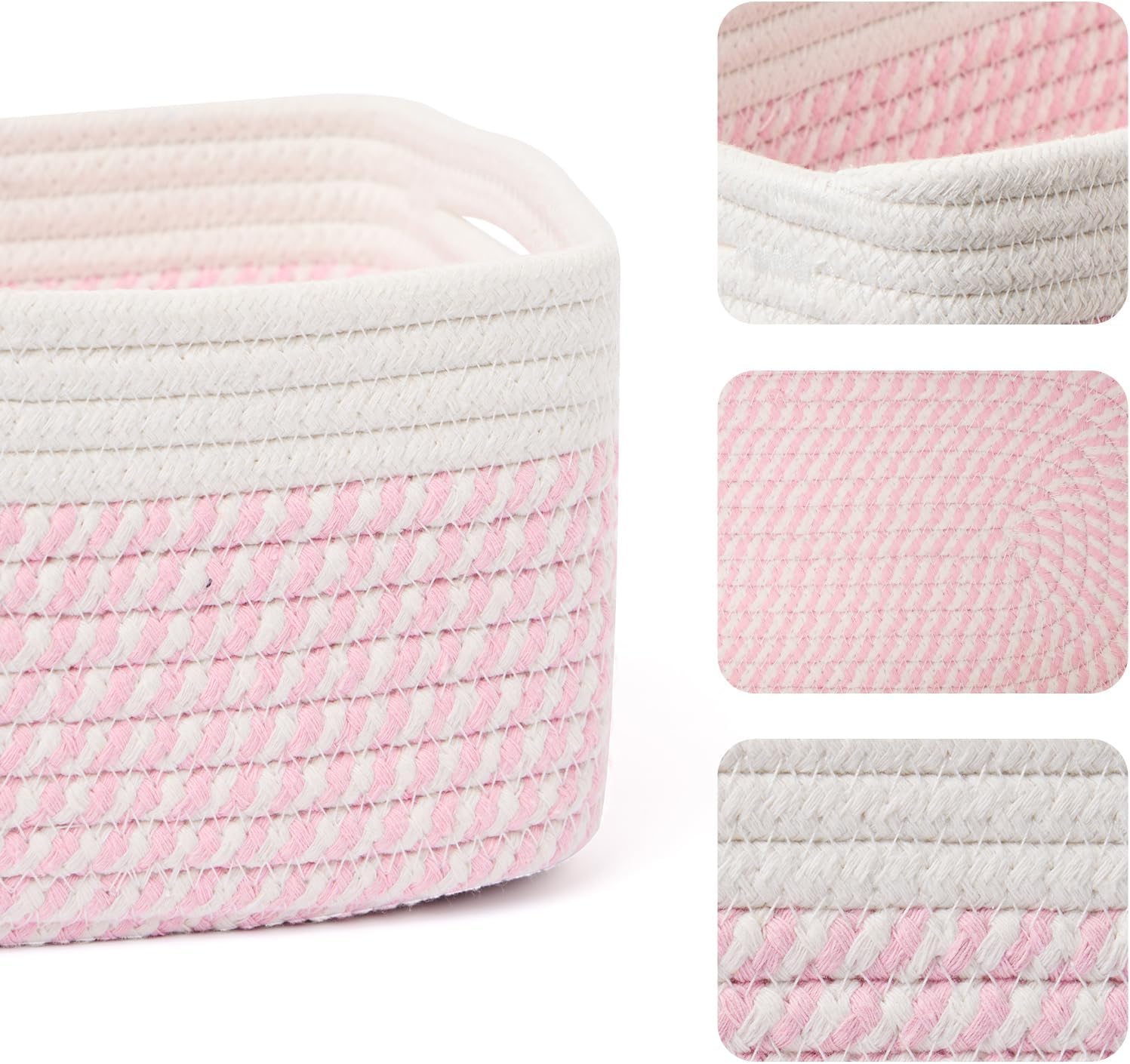 Small Storage Baskets for Organizing | Closet Organizer Bins | Shelf Toy Basket | Woven Rope