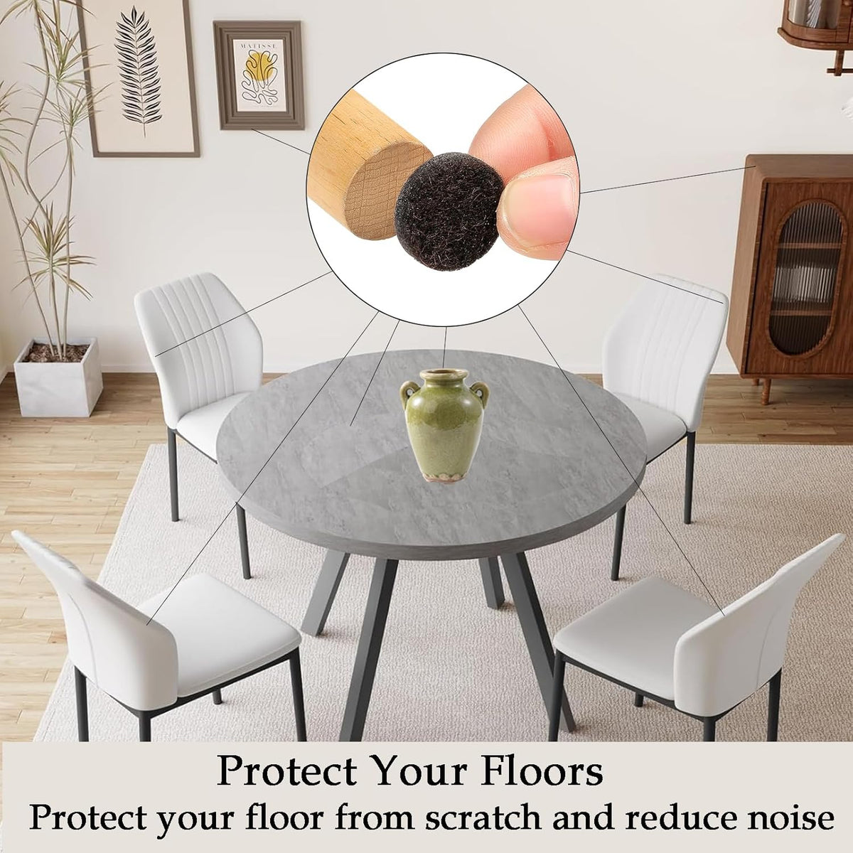 Fursafe&Q Felt Furniture Pads, Furniture Felt Pads for Hardwood Floors -Self Adhesive Chair Leg