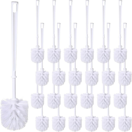 Mimorou 25 Pcs White Toilet Brush, Bathroom Toilet Bowl Brush, Soft Bristle Long Handle Plastic