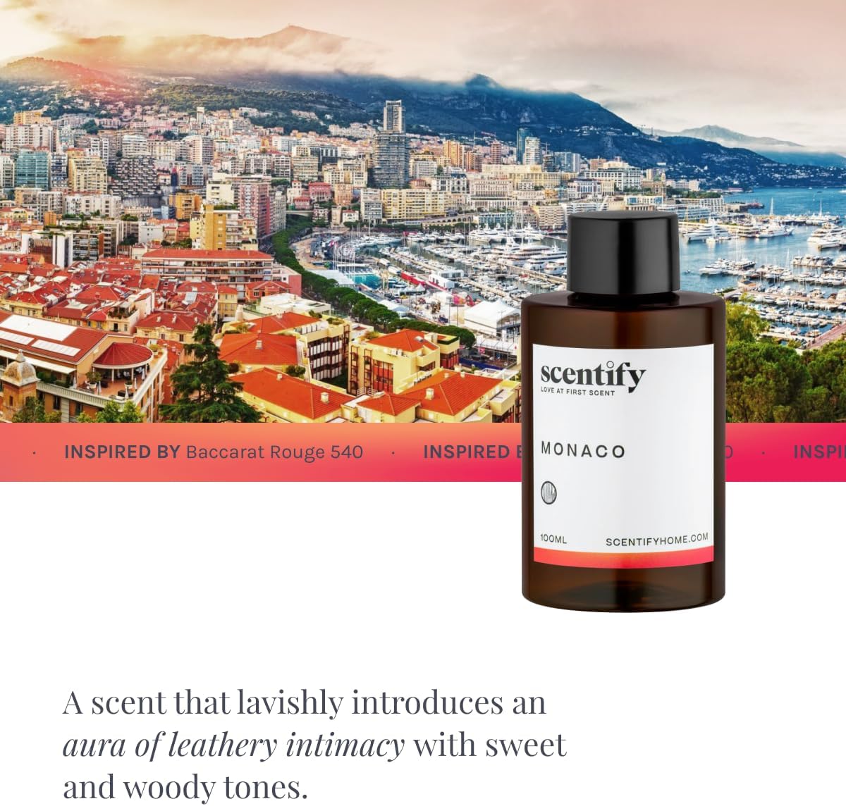 Scentify Monaco Aroma Oil Refill Scent for Oil Diffusers - Saffron, Jasmine, Amber, Cedar Scents