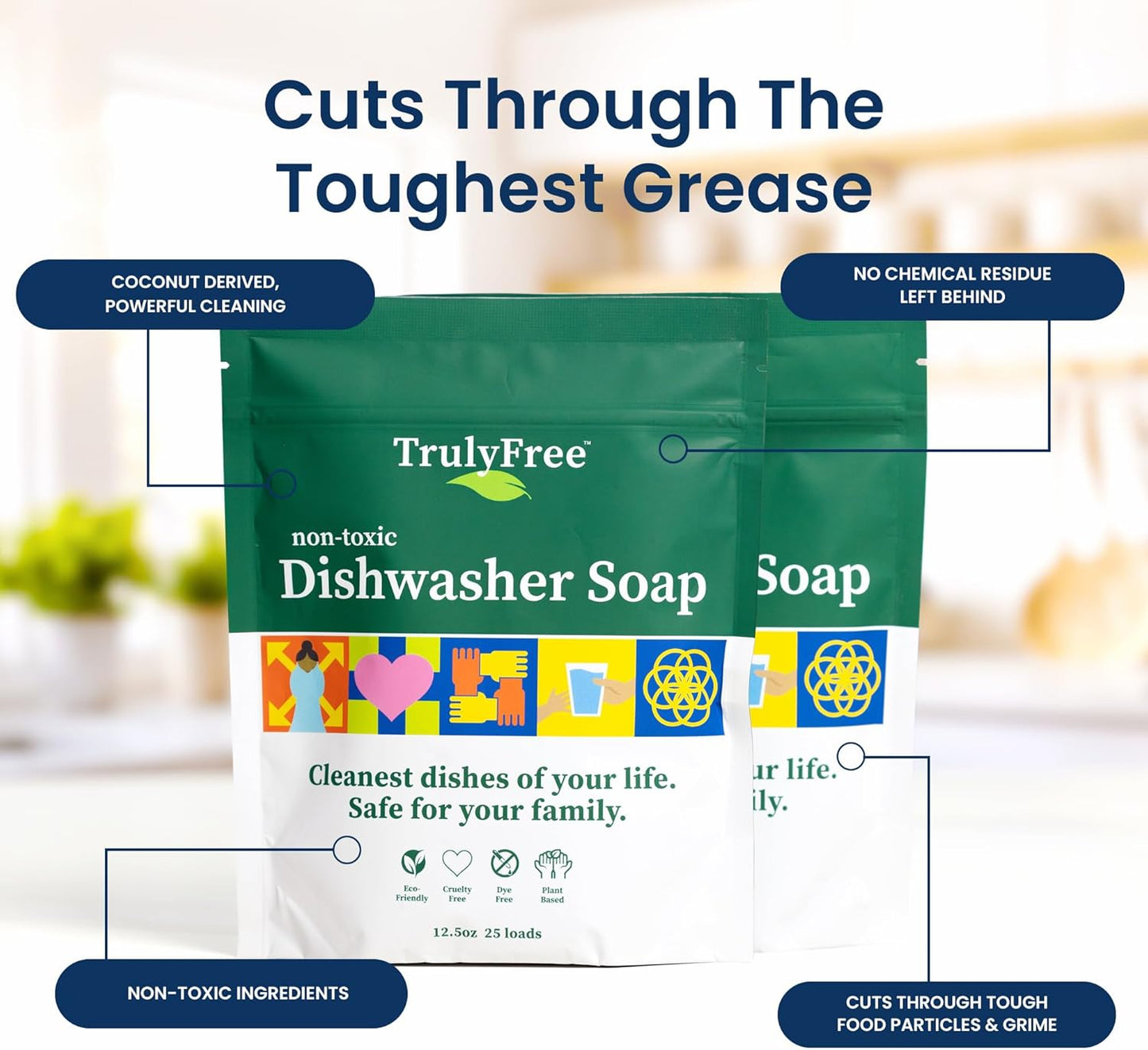 Truly Free Dishwasher Detergent Powder | Natural Dish Detergent, Dishwasher Soap | Plastic Free
