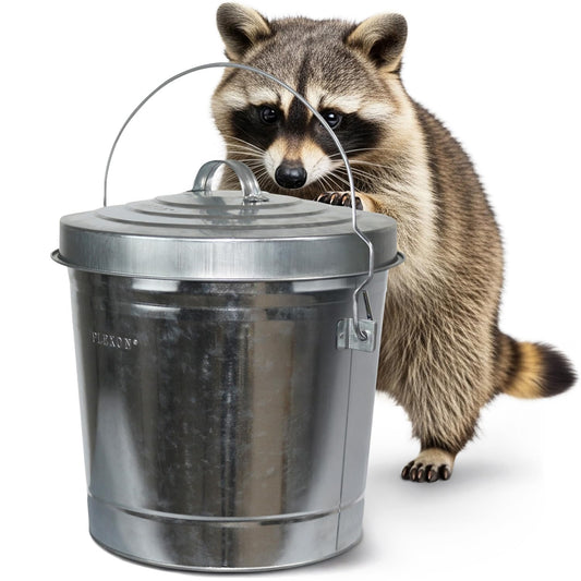 Plexon 6 Gallon Small Metal Trash Can with Lid Outdoor Locking Galvanized Metal Garbage Can with