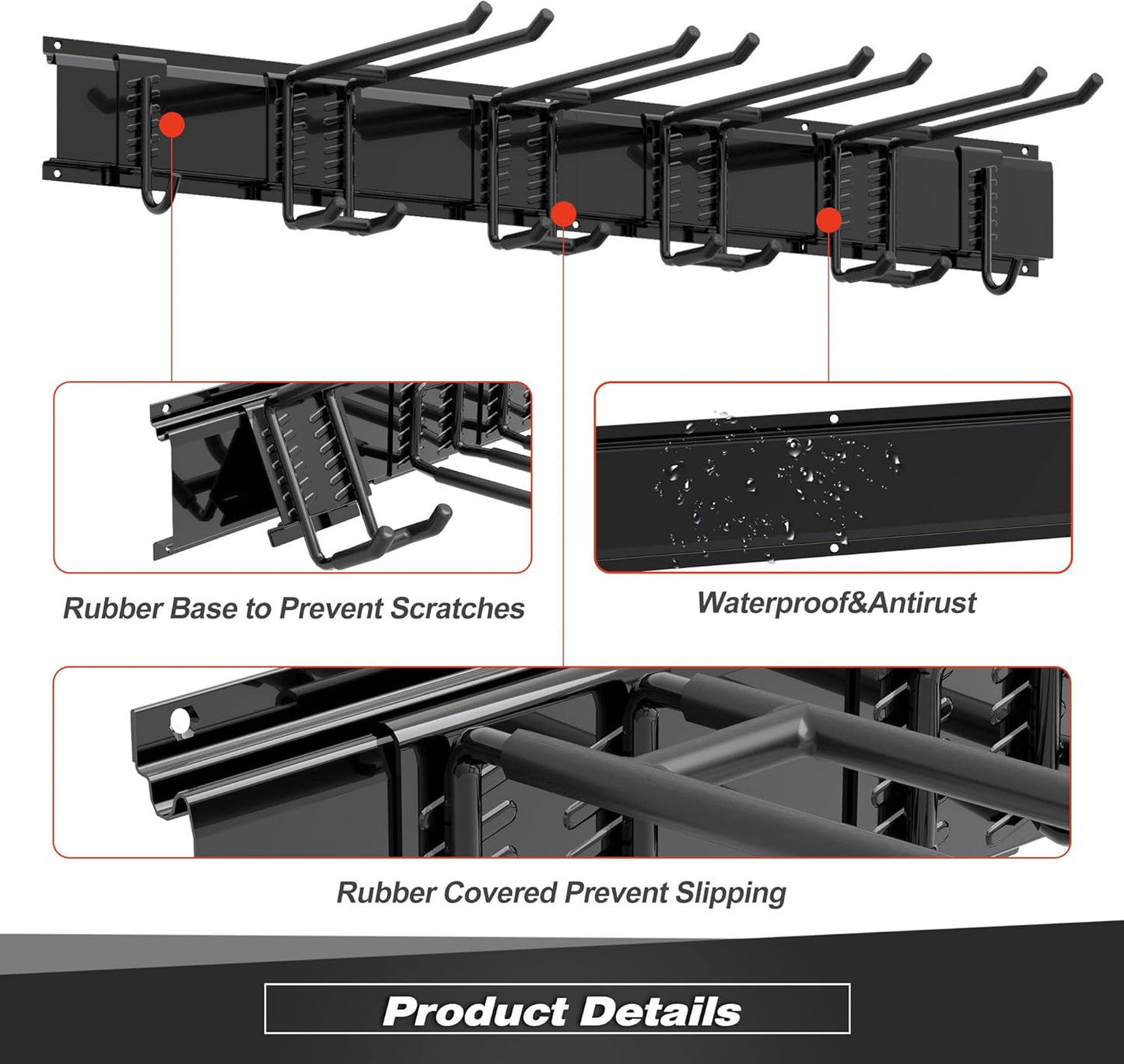 Garage Tool Storage Rack, Heavy Duty Garage Storage Organizer Rack System Wall Mounted Tool with 6