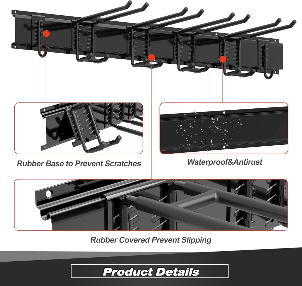 Garage Tool Storage Rack, Heavy Duty Garage Storage Organizer Rack System Wall Mounted Tool with 6