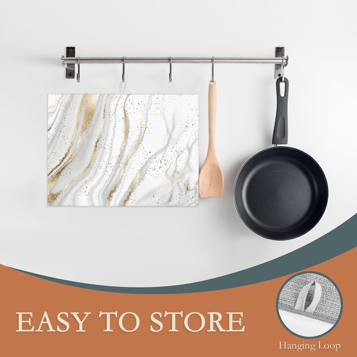 White Gold Marble Dish Drying Mats 18x24 Inch, Dish Pad Drying Rack Mat for Kitchen Counter Ultra