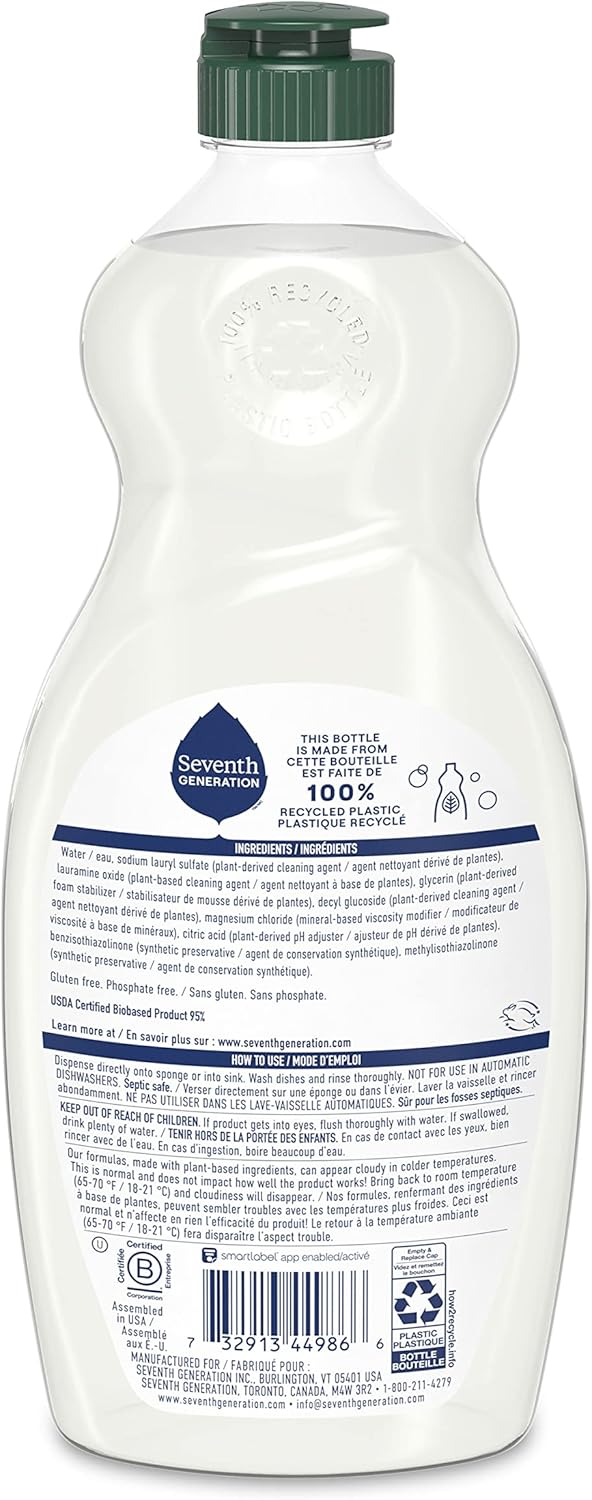 Seventh Generation Dish Liquid Soap Free & Clear liquid soap Pack of 6 Dishwashing Soap Dish Soap