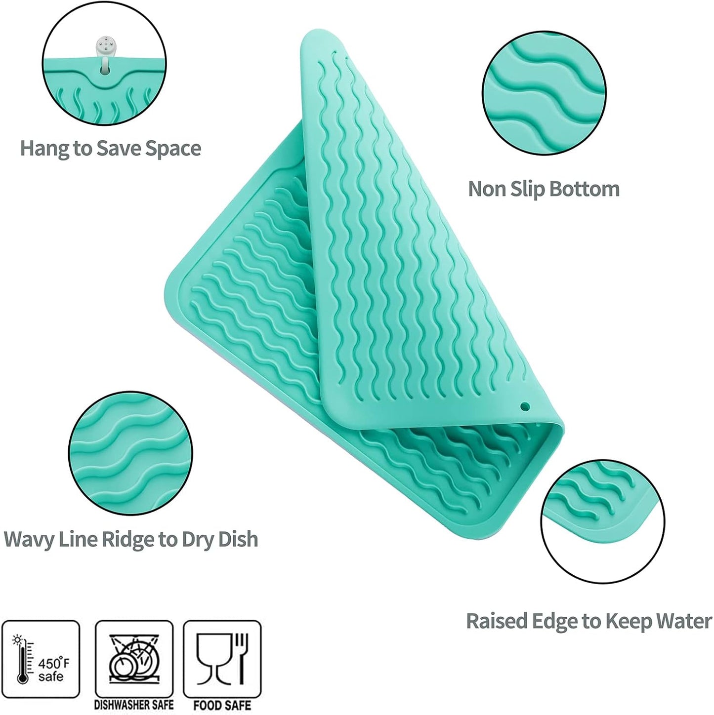 Silicone Dish Drying Mat for Multiple Usage,Easy clean,Eco-friendly,Heat-resistant Silicone Mat for