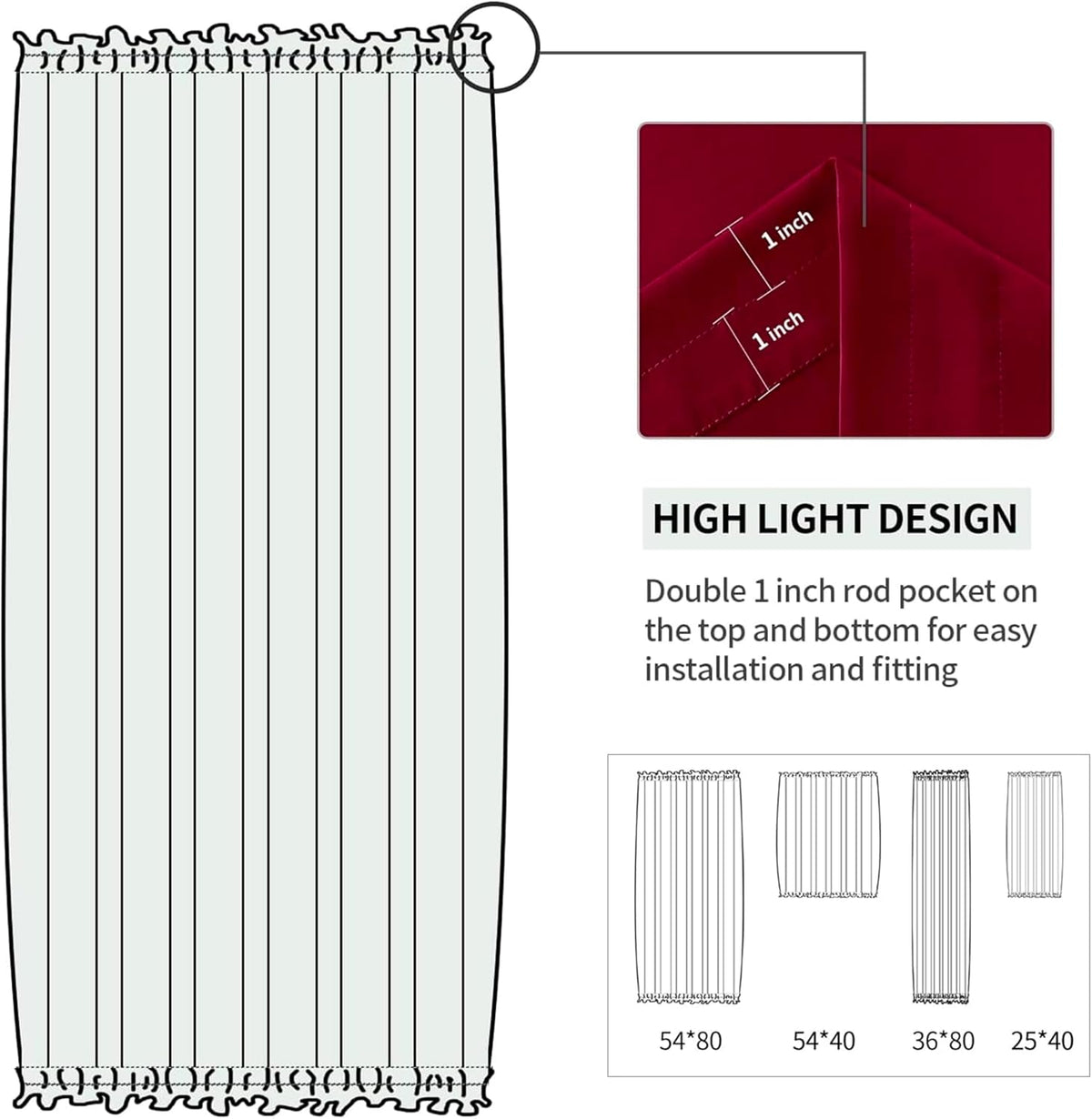 DWCN French Door Curtains – Rod Pocket Thermal Blackout Curtain for Doors with Glass Window