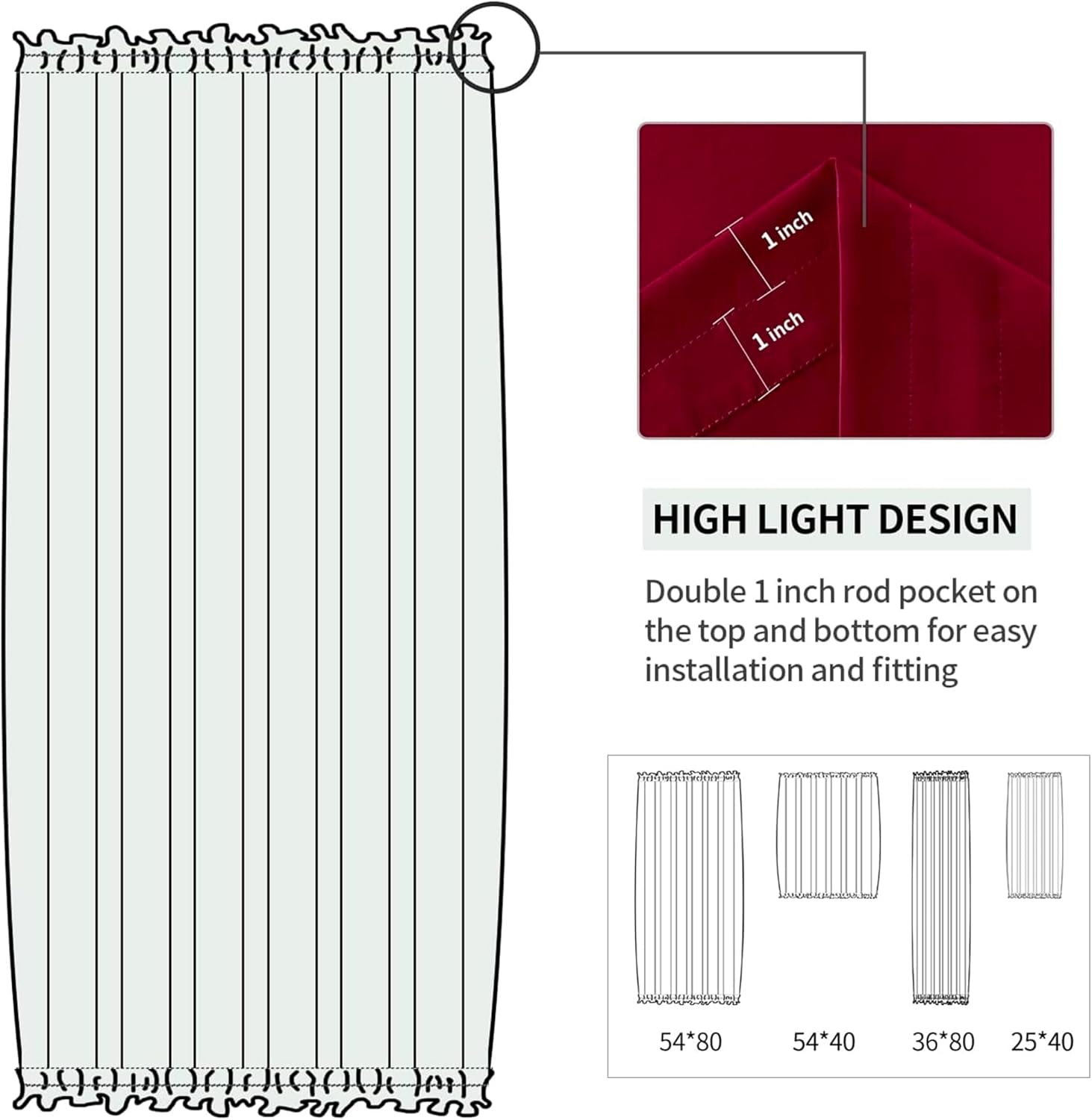 DWCN French Door Curtains – Rod Pocket Thermal Blackout Curtain for Doors with Glass Window
